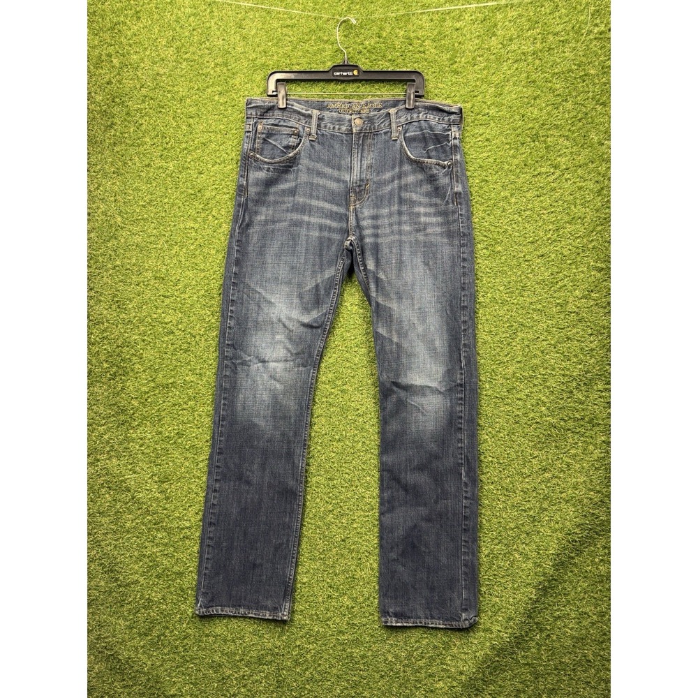 American Eagle Original Straight Jeans Mens 36x36 Dark Wash Denim Extreme Flex 4